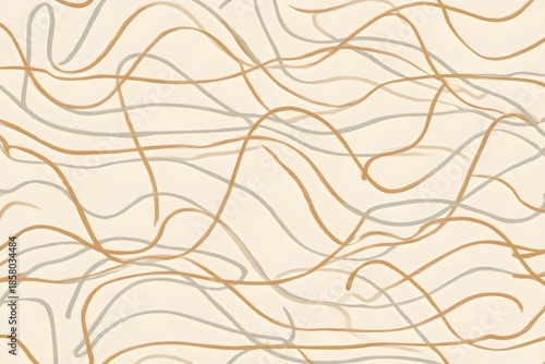 Minimal Abstract Wavy Line Pattern in Neutral Earth Tones
