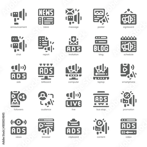 Announcement Icon pack for your website, mobile, presentation, and logo design. Announcement Icon solid design. Vector graphics illustration and editable stroke.