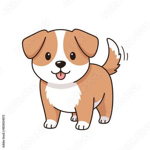 Wallpaper Mural Cute cartoon puppy with brown and white fur standing and wagging its tail. Torontodigital.ca