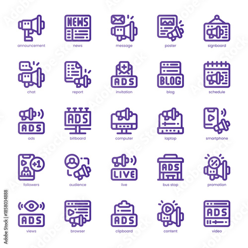 Announcement Icon pack for your website, mobile, presentation, and logo design. Announcement Icon line basic color design. Vector graphics illustration and editable stroke.