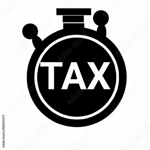 Black stopwatch with TAX text for finance and deadline concepts