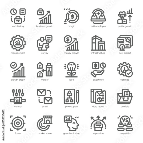 Business Growth Icon pack for your website, mobile, presentation, and logo design. Business Growth Icon outline design. Vector graphics illustration and editable stroke.
