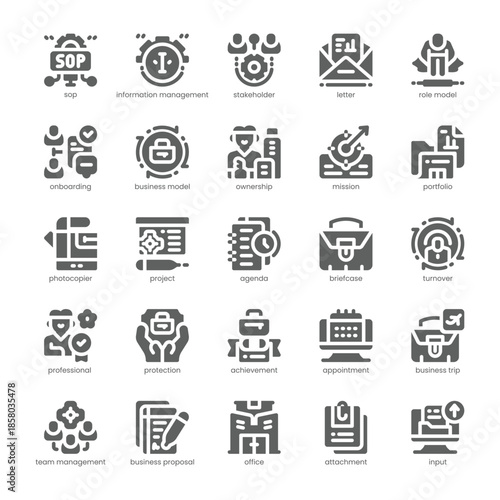 Business Icon pack for your website, mobile, presentation, and logo design. Business Icon solid design. Vector graphics illustration and editable stroke.