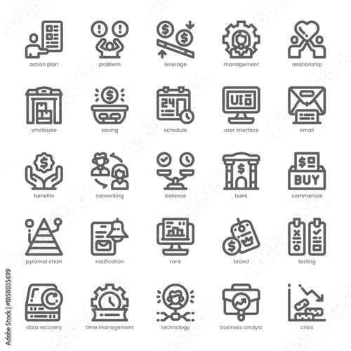 Business Strategy Icon pack for your website, mobile, presentation, and logo design. Business Strategy Icon outline design. Vector graphics illustration and editable stroke.