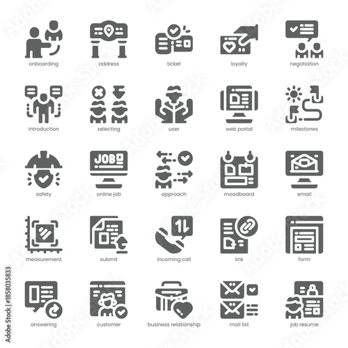 Client Onboarding Icon pack for your website, mobile, presentation, and logo design. Client Onboarding Icon solid design. Vector graphics illustration and editable stroke.