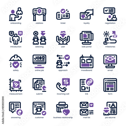 Client Onboarding Icon pack for your website, mobile, presentation, and logo design. Client Onboarding Icon dual tone design. Vector graphics illustration and editable stroke.