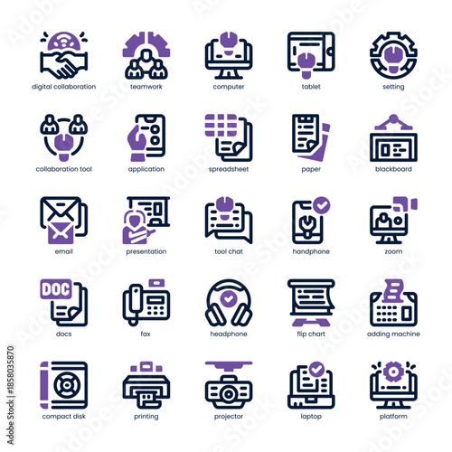 Collaborative Tools Icon pack for your website, mobile, presentation, and logo design. Collaborative Tools Icon dual tone design. Vector graphics illustration and editable stroke.
