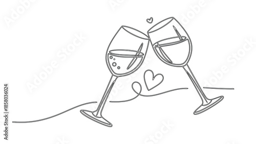drowing two glass wine vactor image