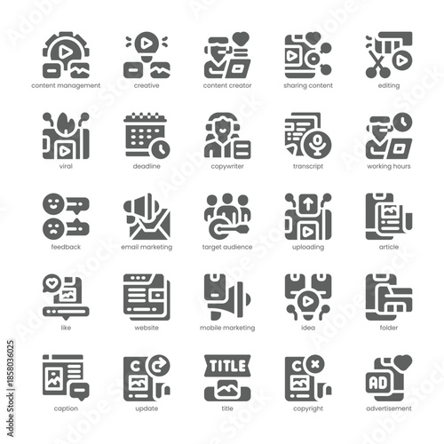 Copywriting Icon pack for your website, mobile, presentation, and logo design. Copywriting Icon solid design. Vector graphics illustration and editable stroke.