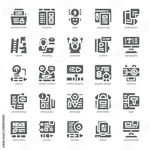 Creative Portfolio Icon pack for your website, mobile, presentation, and logo design. Creative Portfolio Icon solid design. Vector graphics illustration and editable stroke.