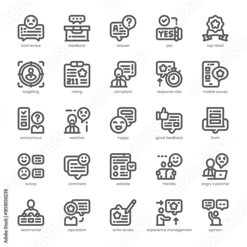 Customer Feedback Icon pack for your website, mobile, presentation, and logo design. Customer Feedback Icon solid design. Vector graphics illustration and editable stroke.