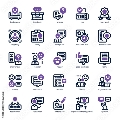 Customer Feedback Icon pack for your website, mobile, presentation, and logo design. Customer Feedback Icon dual tone design. Vector graphics illustration and editable stroke.