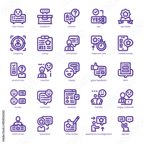 Customer Feedback Icon pack for your website, mobile, presentation, and logo design. Customer Feedback Icon line basic color design. Vector graphics illustration and editable stroke.