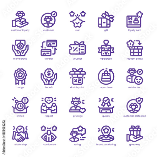 Customer Loyalty Icon pack for your website, mobile, presentation, and logo design. Customer Loyalty Icon line basic color design. Vector graphics illustration and editable stroke.
