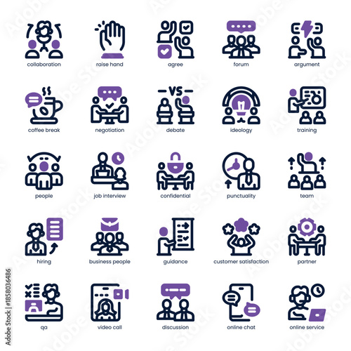 Discussion Icon pack for your website, mobile, presentation, and logo design. Discussion Icon dual tone design. Vector graphics illustration and editable stroke.