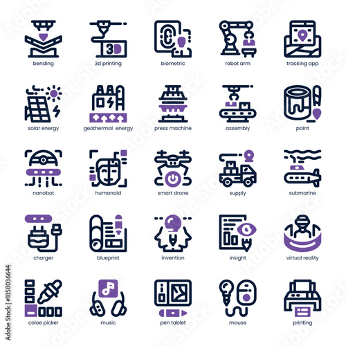 Innovation Icon pack for your website, mobile, presentation, and logo design. Innovation Icon dual tone design. Vector graphics illustration and editable stroke.