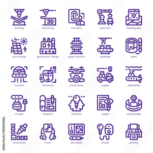 Innovation Icon pack for your website, mobile, presentation, and logo design. Innovation Icon line basic color design. Vector graphics illustration and editable stroke.