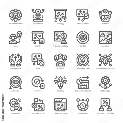 Innovation Strategy Icon pack for your website, mobile, presentation, and logo design. Innovation Strategy Icon outline design. Vector graphics illustration and editable stroke.