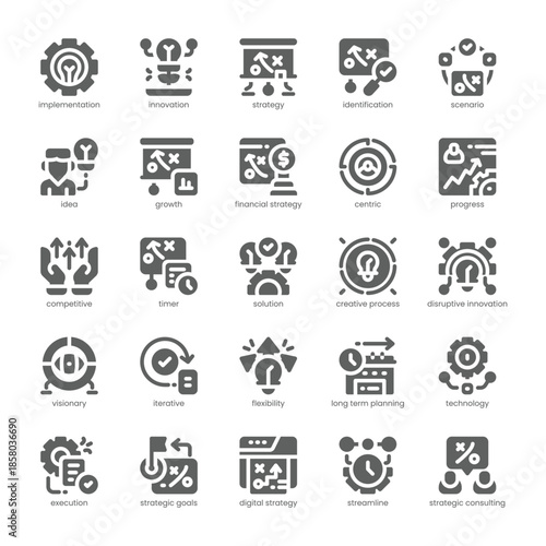 Innovation Strategy Icon pack for your website, mobile, presentation, and logo design. Innovation Strategy Icon solid design. Vector graphics illustration and editable stroke.