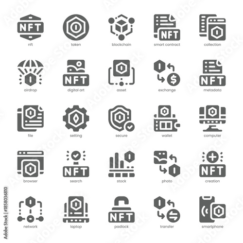 Nft Icon pack for your website, mobile, presentation, and logo design. Nft Icon solid design. Vector graphics illustration and editable stroke.