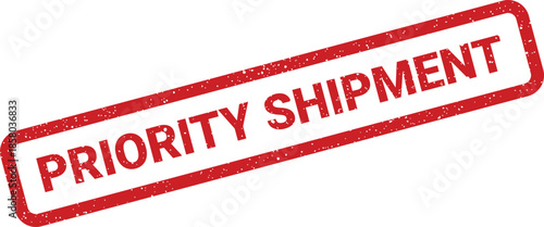 Grunge red priority shipment rubber stamp for expedited delivery and important cargo logistics operations