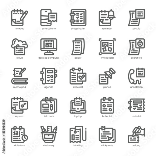 Note Icon pack for your website, mobile, presentation, and logo design. Note Icon outline design. Vector graphics illustration and editable stroke.