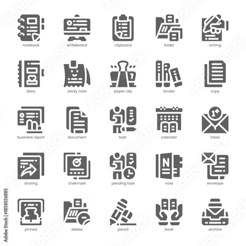 Notes Icon pack for your website, mobile, presentation, and logo design. Notes Icon solid design. Vector graphics illustration and editable stroke.