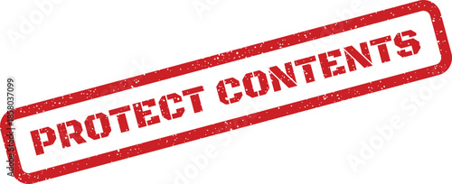 Grunge style red stamp with the clear message protect contents for intellectual property security and legal compliance