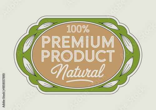 A vintage-style label showcases a premium natural product, featuring elegant design elements that convey quality, luxury, and a commitment to natural ingredients in packaging.