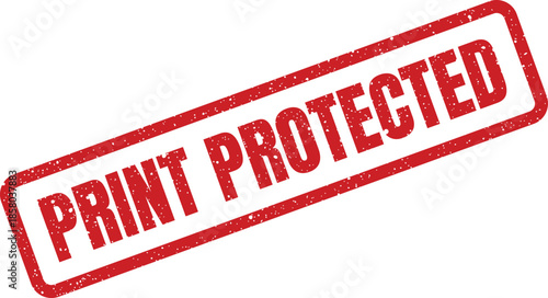Grungy rectangular stamp icon featuring PRINT PROTECTED text, signifying copyright or document security status