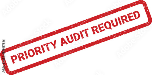 Grungy rectangular stamp icon featuring PRIORITY AUDIT REQUIRED for urgent financial or compliance review