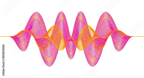 A vibrant and dynamic vector illustration showcases an abstract wave pattern in shades of pink and orange, set against a pristine white background, perfect for modern design.