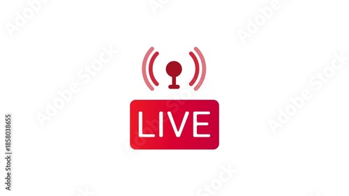 Live Streaming Icon Vector with Radio Antenna Symbol for Online Broadcast and Media Signal