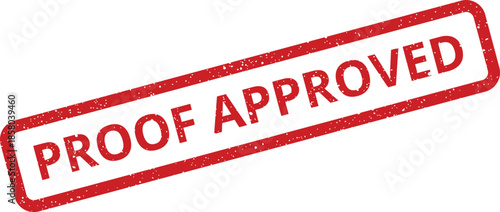 Official grunge stamp icon with PROOF APPROVED text, indicating successful document validation or acceptance