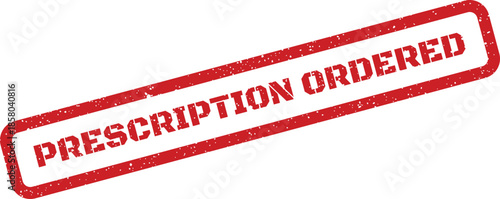 Official red grunge rubber stamp mark indicating a new medical prescription has been ordered for patients