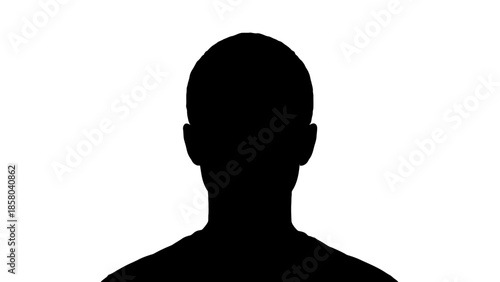A silhouette of a person's head and shoulders against a white background.