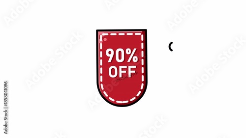 90 Percent Off Discount Badge Animation Icon