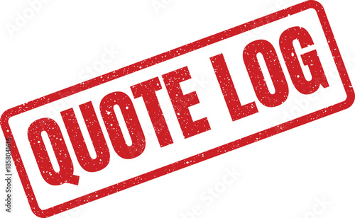 Rectangular textured office stamp with the phrase QUOTE LOG in bold capital letters, signifying record keeping for business estimates