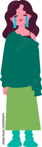 散々な目に遭い自暴自棄で笑いながら涙を流す女性・ A woman who has suffered a terrible experience and is in despair, sheds tears while laughing