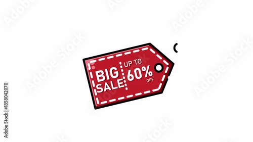 Big Sale Up To 60 Percent Discount Tag Animation Icon
