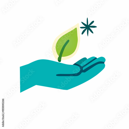 Eco Care Hand in Flat Style for Earth Hour Awareness