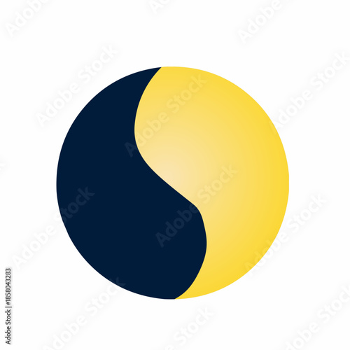 Sun and Moon Icon in Flat Style for Earth Hour