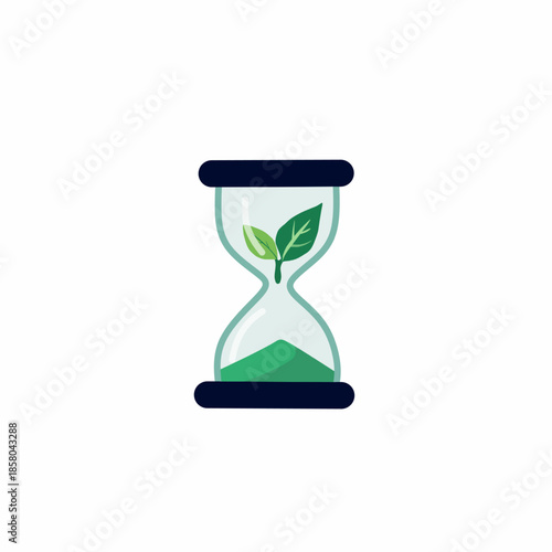 Eco Hourglass in Flat Style for Earth Hour Message