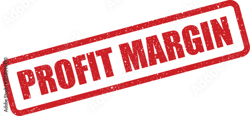 Red grungy stamp displaying the critical financial indicator profit margin for economic reports and presentations