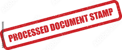 Red processed document stamp vector with grunge texture for official paperwork approval or digital use