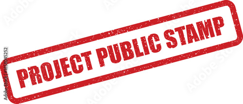Red rubber public stamp marking a project as official or requiring broader distribution