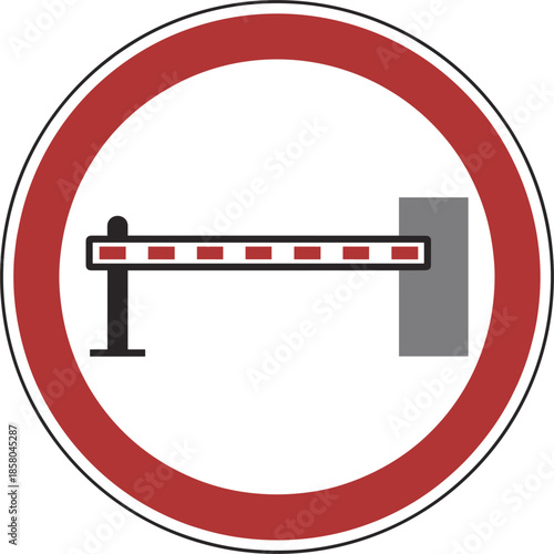 No Entry Barrier Sign With Red Circle and Diagonal Bar gate access