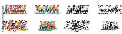 Teamwork activities with diverse group of people