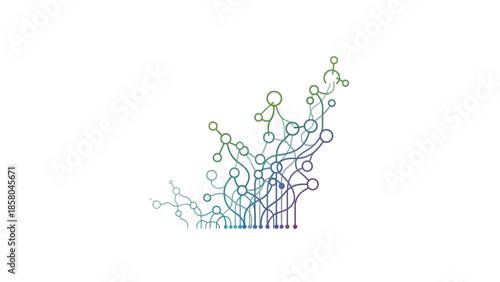 Abstract molecular structure with colorful interconnected nodes and lines.