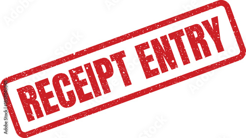 Red textured rubber stamp with the impactful words RECEIPT ENTRY for processing financial records effectively